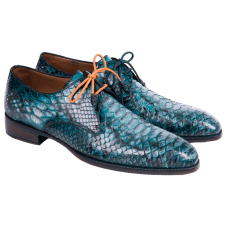 Genuine Python Leather Blue Derby Shoes