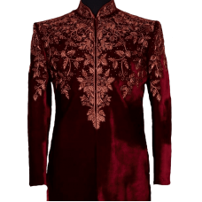 Red Sherwani with embroidery