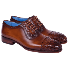 Woven Handpainted Brown Oxfords