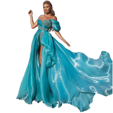 A turquoise dress