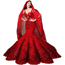 Red Mermaid Wedding Dress 